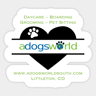 A Dog's World - Heart Logo (Back) - Daycare Boarding Grooming Pet Sitting Sticker